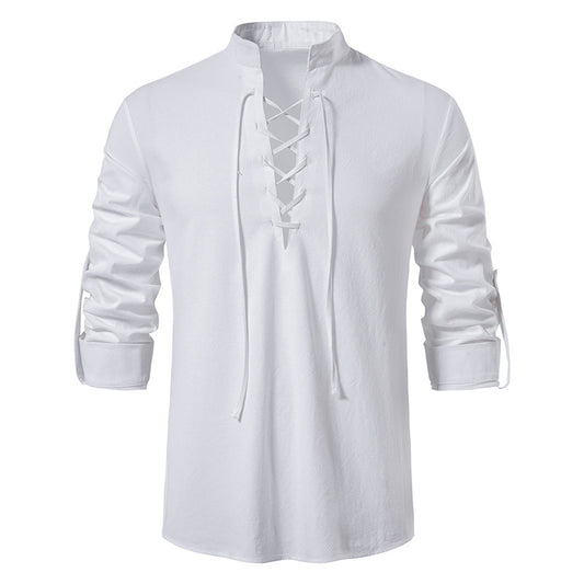 👔2026 Camisa de lino de algodón para hombre, holgada y transpirable