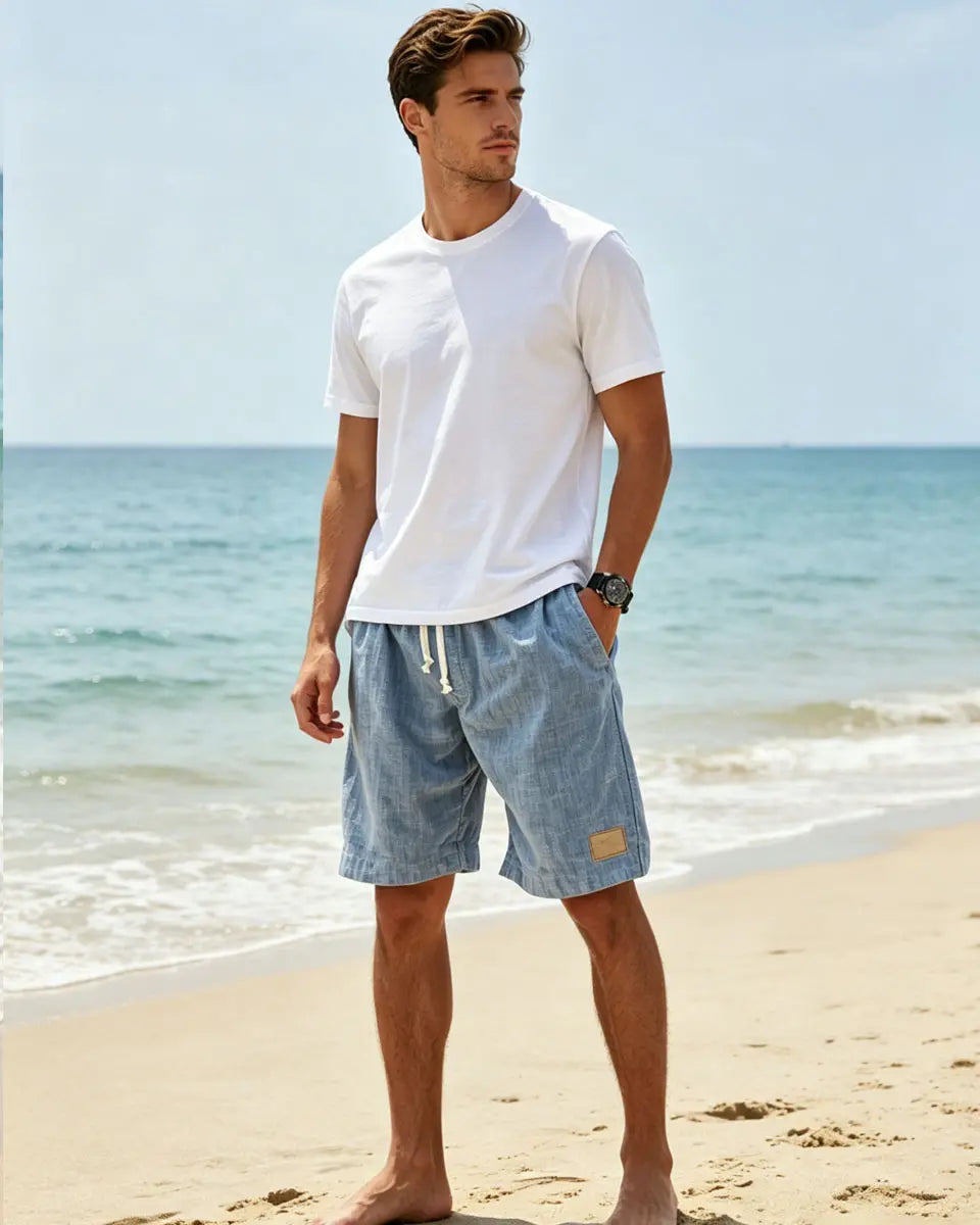 ⏳🔥【Poslední den se slevou 50 %】👖 【S-5XL】【55-110 kg】Pánské ležérní kraťasy s lněným vzhledem a stahovací šňůrkou pro rok 2026
