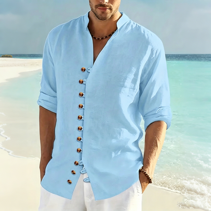 👔50% de descuento🔥【40-100 kg】Camisa de verano de manga larga para hombre, confeccionada en lino y algodón ✅️Pago contra entrega