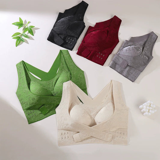 [3dílná sada] Podprsenka křížového střihu pro zpevnění a tvarování postavy