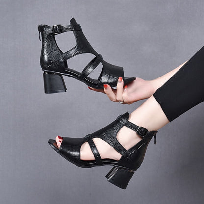 nuevas sandalias romanas boca de pez gruesas de cuero suave