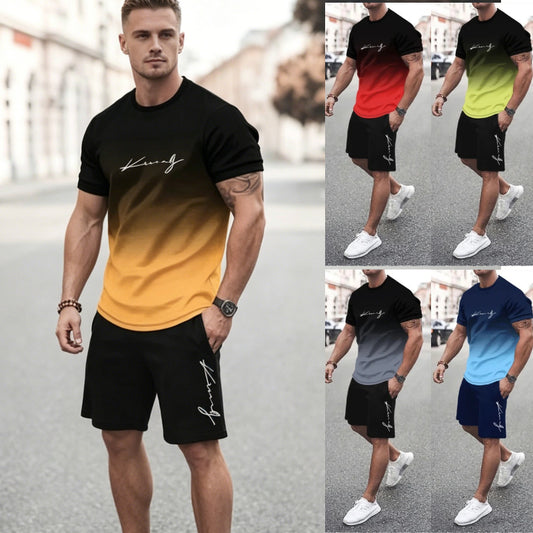 ✨👕👖【Platba na dobírku】Tato nová pánská tepláková souprava se skládá z trička a kraťasů. Je jednoduchá, stylová, pohodlná a prodyšná.