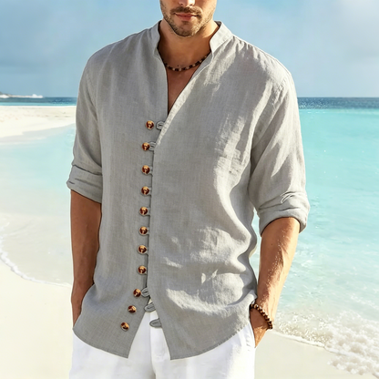 👔50% de descuento🔥【40-100 kg】Camisa de verano de manga larga para hombre, confeccionada en lino y algodón ✅️Pago contra entrega