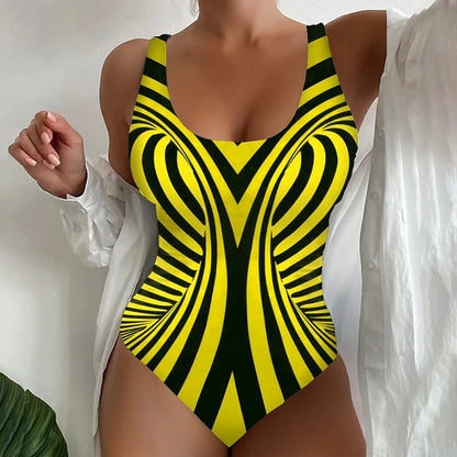🥰【Poslední den – sleva 50 %】🔥【S~8XL】Unikátní pruhované jednodílné plavky