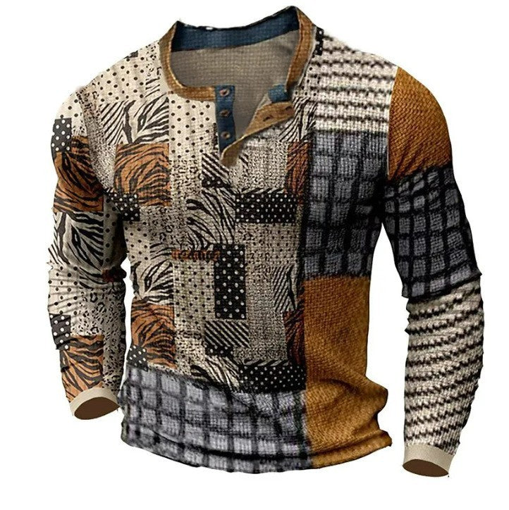 👔【S-4XL】🔥Nová kolekce pánských košil s potiskem, dlouhé rukávy, uvolněný styl Henry, dostupné ve více barvách