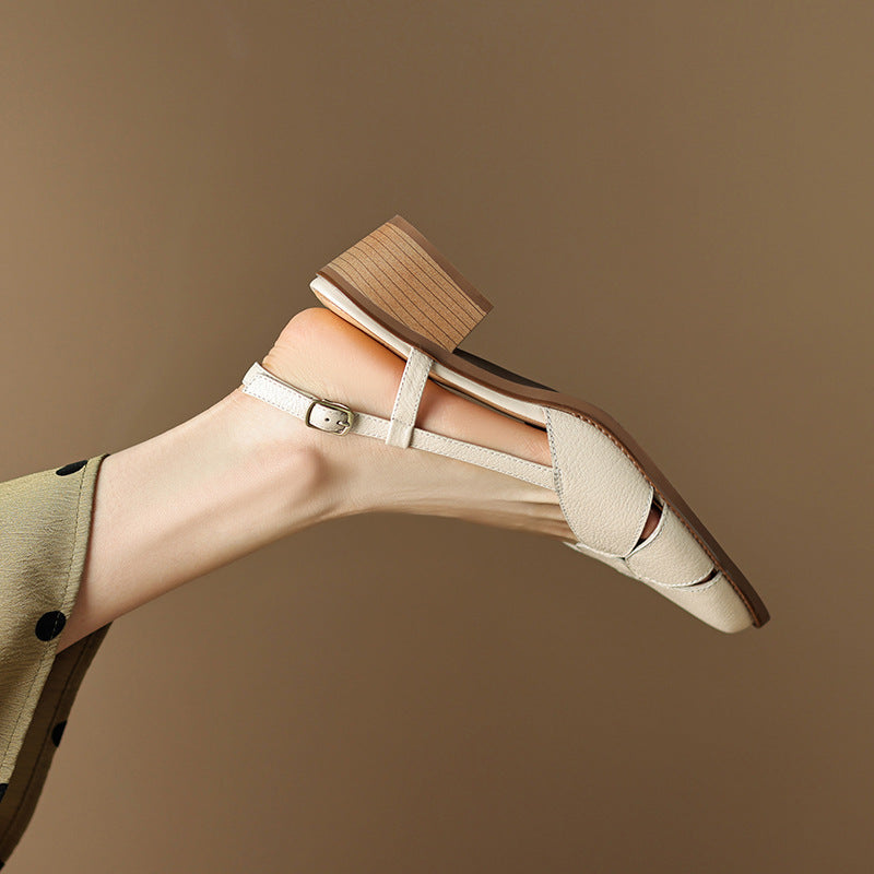 【35-40】💖Zapatos Baotou romanos de cuero hechos a mano, modernos y versátiles, para verano 2026, resistentes al desgaste y cómodos.