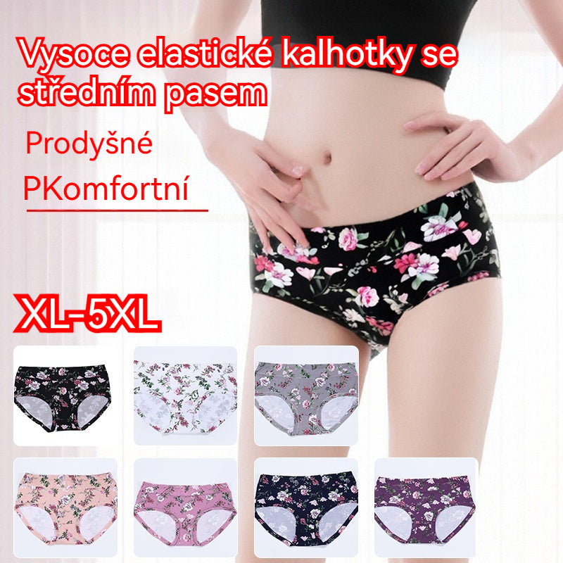 😍💕💕(7 kusů) 【60-110 kg】Pohodlné antibakteriální bavlněné spodní prádlo, nové modely s potisky
