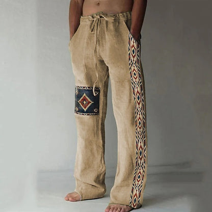 ✨👖【8 barev🌈】【S-6XL】😍 Pánské úzké kalhoty z bavlny a lnu větší velikosti, ležérní uvolněný bohémský styl, kalhoty se širokým sednutím