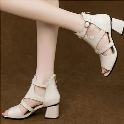 nuevas sandalias romanas boca de pez gruesas de cuero suave