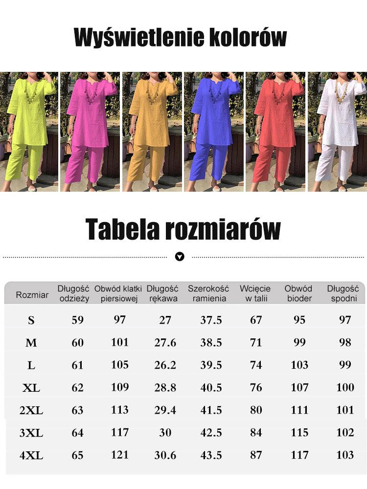 ✨Ženski novi proljetno/ljetni jednobojni elegantni dvodijelni set dugih rukava u etničkom stilu za 2026. [40-100 kg]