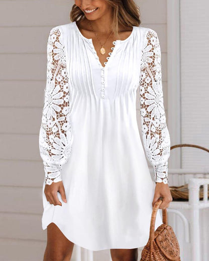 【S-5XL】Vestido de encaje de manga larga de nueva moda