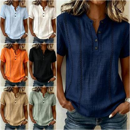 ⏳ ¡Oferta por tiempo limitado! ⏰【S-3XL】Camisa de manga corta con cuello alto para mujer, colección 2026, ideal para la temporada de verano.