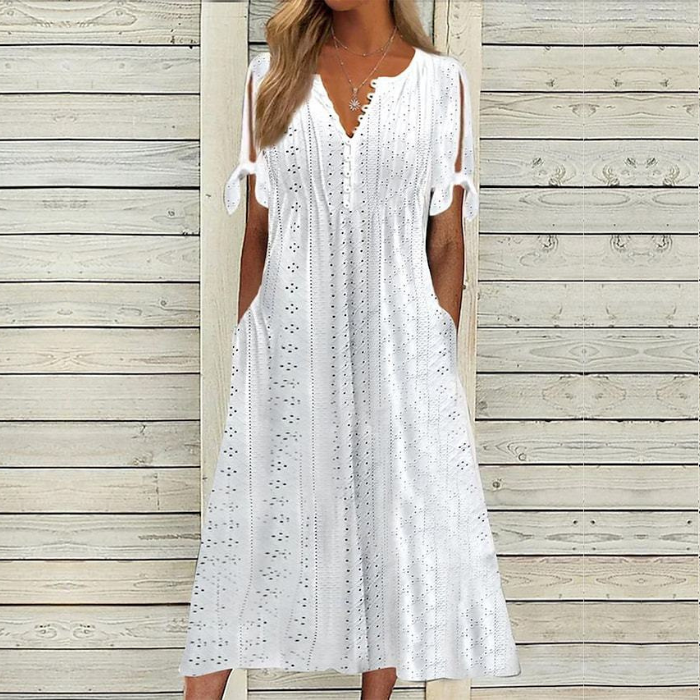 【🏆Nejprodávanější produkty】👗 Jednoduché a jemné jednobarevné šaty