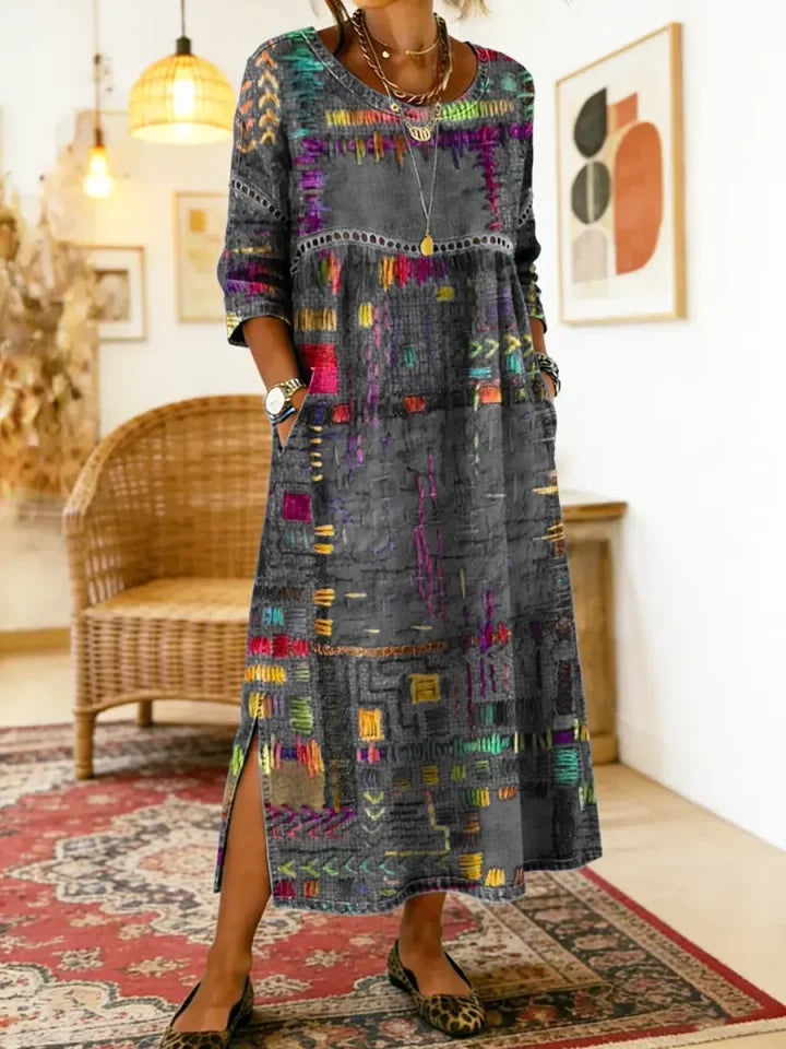 🌺✨ Ostatni dzień zniżki 50%!【S-5XL】Letnia sukienka w stylu retro z okrągłym dekoltem i nadrukiem – lekka, przewiewna, wyszczuplająca i łatwa w stylizacji.
