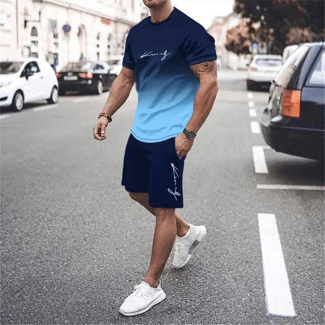 ✨👕👖【Platba na dobírku】Tato nová pánská tepláková souprava se skládá z trička a kraťasů. Je jednoduchá, stylová, pohodlná a prodyšná.