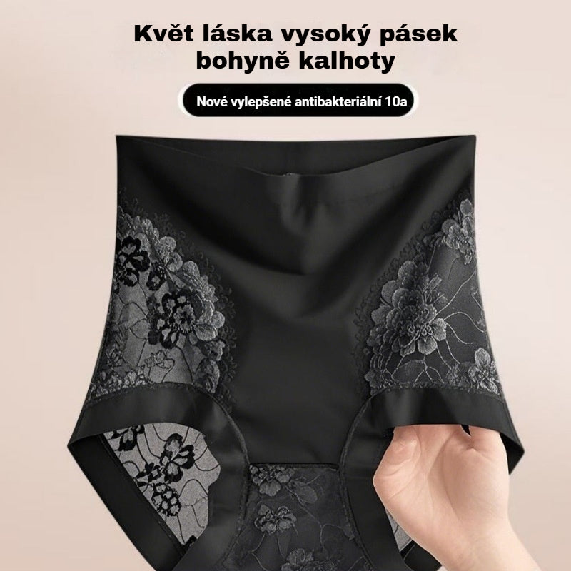 🍑🎀【1 sada 5 kusů】🩲🔥【40-120kg】Dámské krajkové kalhotky, bezešvé, vysoce elastické, stahování bříška, lifting boků, tvarování pasu, střední pas