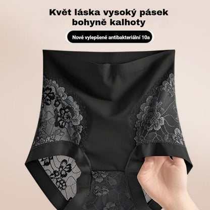 🍑🎀【1 sada 5 kusů】🩲🔥【40-120kg】Dámské krajkové kalhotky, bezešvé, vysoce elastické, stahování bříška, lifting boků, tvarování pasu, střední pas