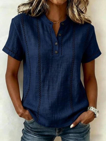 ⏳ ¡Oferta por tiempo limitado! ⏰【S-3XL】Camisa de manga corta con cuello alto para mujer, colección 2026, ideal para la temporada de verano.