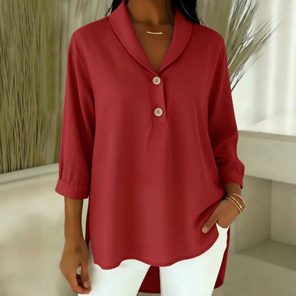 【S-3XL】Elegante, cómoda y holgada camisa de manga larga para mujer con cuello Peter Pan