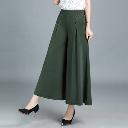 🔥【Oferta por tiempo limitado】Falda de pantalón de pierna ancha y cintura alta drapeada a la moda para mujer