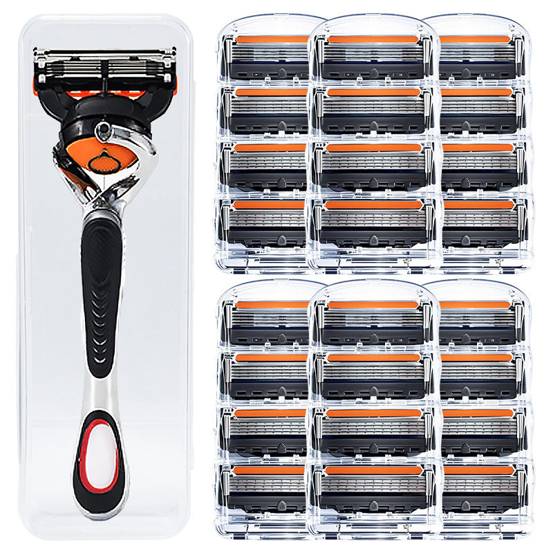 Kit de repuestos para maquinilla de afeitar masculina + base: cuchillas de acero inoxidable extremadamente afiladas para un afeitado suave.