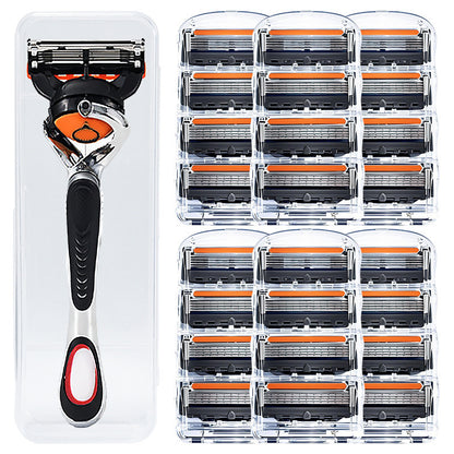 Kit de repuestos para maquinilla de afeitar masculina + base: cuchillas de acero inoxidable extremadamente afiladas para un afeitado suave.