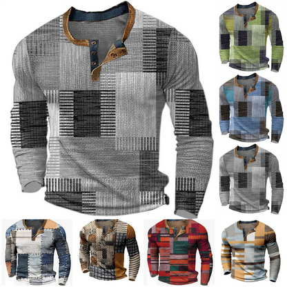 👔【S-4XL】🔥Nová kolekce pánských košil s potiskem, dlouhé rukávy, uvolněný styl Henry, dostupné ve více barvách