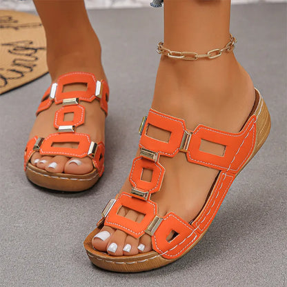 👡【Pohodlné, bez únavy při chůzi】Retro sandály s platformou a klínovým podpatkem (ortopedické)