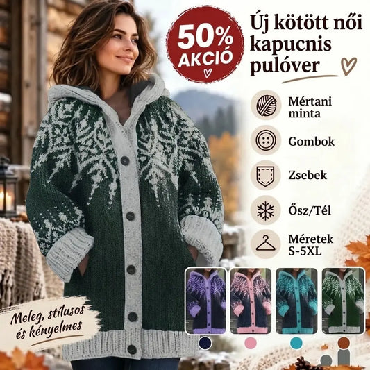 🔥 Utolsó nap – 50% kedvezmény 🔥【S–5XL】✨ Új téli, színes kötött kapucnis kabát