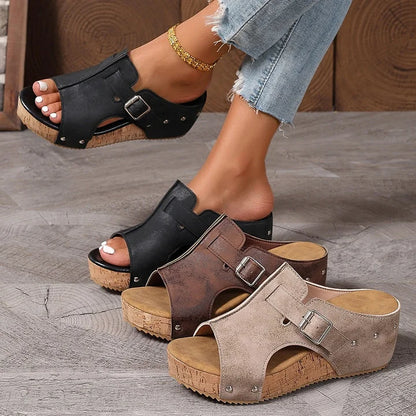 💕✨【50% de descuento🔥】Sandalias de plataforma de moda para mujer con puntera abierta