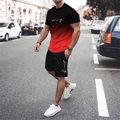 ✨👕👖【Platba na dobírku】Tato nová pánská tepláková souprava se skládá z trička a kraťasů. Je jednoduchá, stylová, pohodlná a prodyšná.