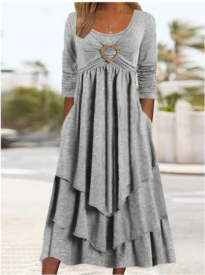 👗🔥Poslední den – sleva 50 %【Velikosti S–3XL】Nové letní jednoduché šaty, s podšívkou v pase a ozdobou ve tvaru srdce, stylové a snadno kombinovatelné