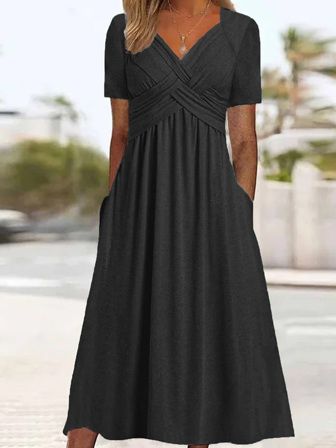 ⏳ 👗Último día: 50 % de descuento 【Tallas S-3XL】 Vestido midi casual de moda en color liso