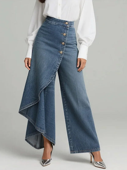 🥇【S-3XL】Vaqueros de mujer de talle alto y perneras anchas, corte amplio y diseño elegante.