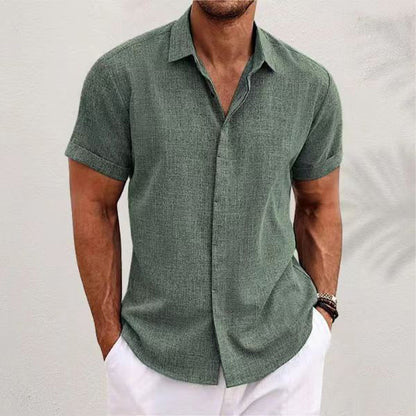 👔Nueva moda 2026: Camisa lisa de manga corta para hombre, de algodón y lino