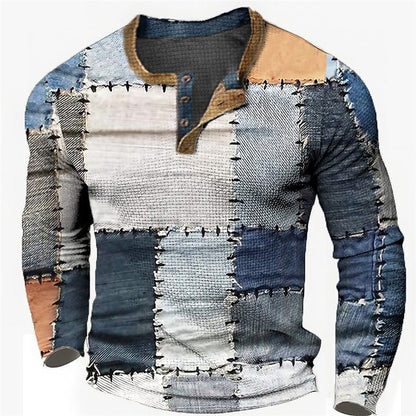 👔【S-4XL】🔥Nová kolekce pánských košil s potiskem, dlouhé rukávy, uvolněný styl Henry, dostupné ve více barvách