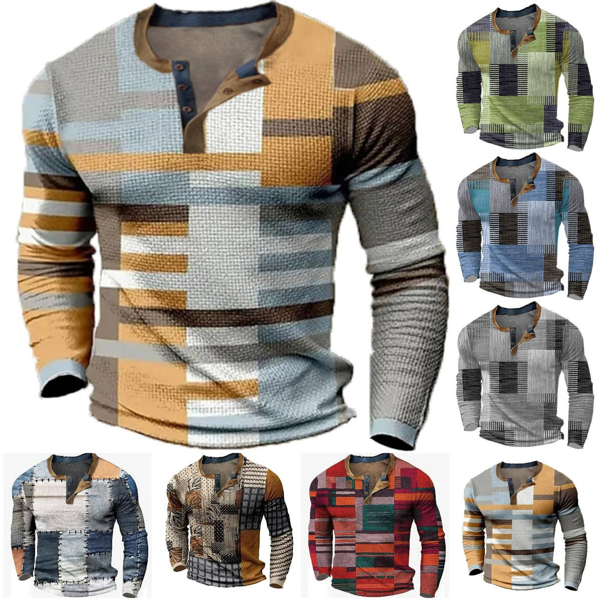 👔【S-4XL】🔥Nová kolekce pánských košil s potiskem, dlouhé rukávy, uvolněný styl Henry, dostupné ve více barvách