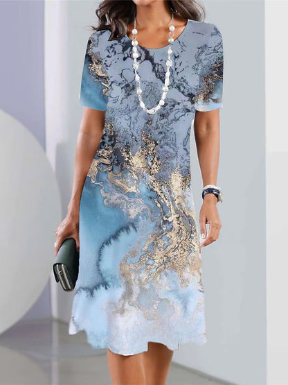 Vestido de mujer sexy 2026 con escote redondo y estampado【XS-8XL】