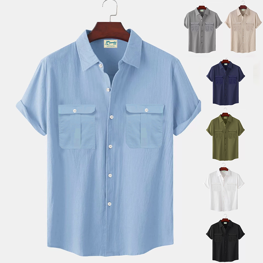 👔【M-5XL】novedad de verano camisa de lino simple para hombre