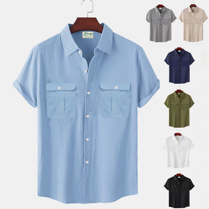 👔【M-5XL】novedad de verano camisa de lino simple para hombre