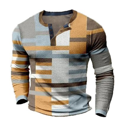 👔【S-4XL】🔥Nová kolekce pánských košil s potiskem, dlouhé rukávy, uvolněný styl Henry, dostupné ve více barvách