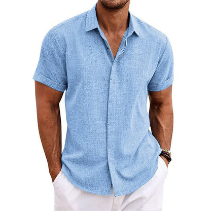 👔Nueva moda 2026: Camisa lisa de manga corta para hombre, de algodón y lino