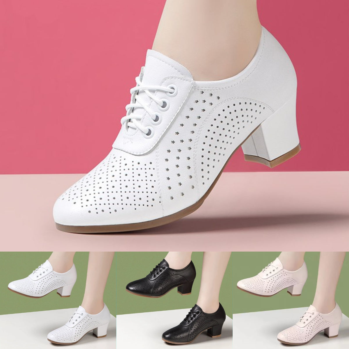 👡🌷【Tallas 34-41】【Altura del tacón 5 cm】👡Nuevos zapatos de mujer 2026 hechos de cuero genuino con una sola capa, transpirables y huecos.