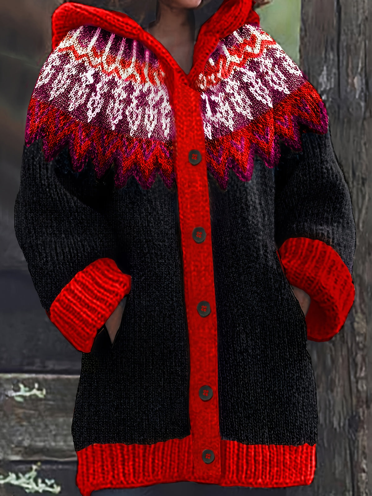 ✨ Zadnji dan – 50 % popust 【S–5XL】✨ Elegantna ženska zimska jakna s kapuco in retro potiskom
