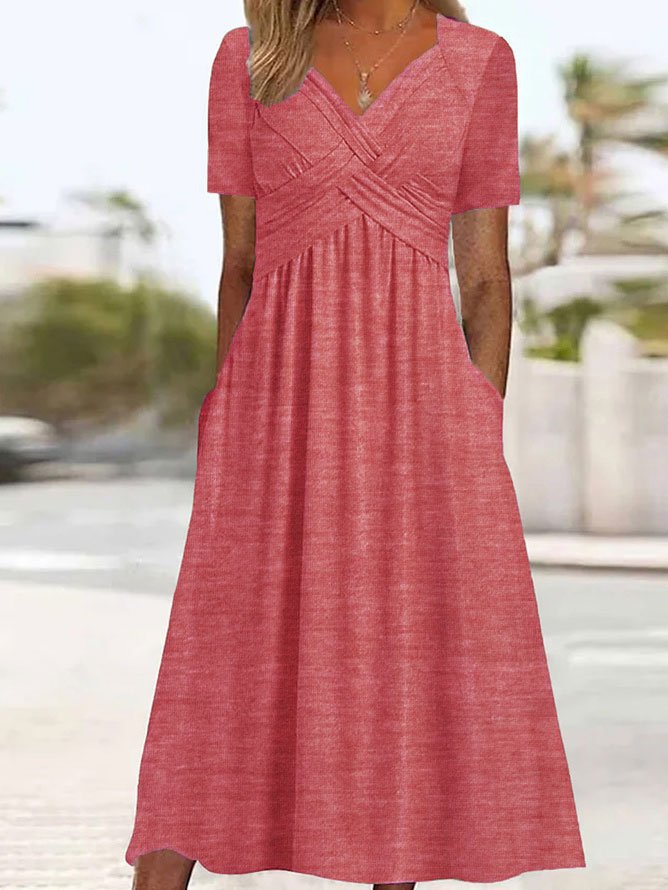 ⏳ 👗Último día: 50 % de descuento 【Tallas S-3XL】 Vestido midi casual de moda en color liso