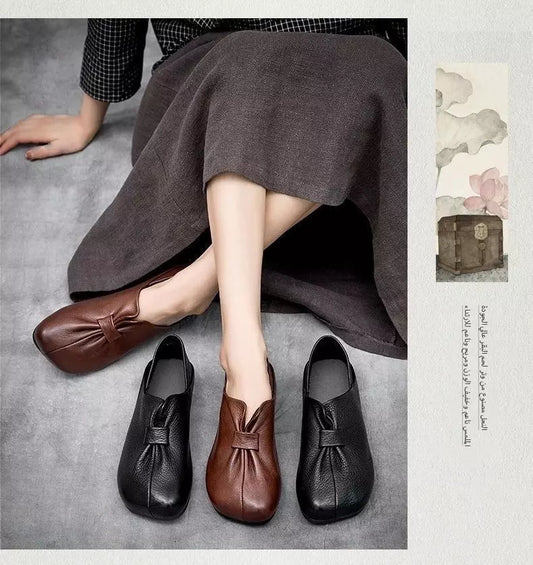 👡【35-42】Nové boty nazouvací s měkkou podrážkou a mašlí, vysoce kvalitní hovězí kůže, jednoduché a elegantní