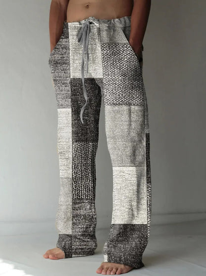 ✨👖【8 barev🌈】【S-6XL】😍 Pánské úzké kalhoty z bavlny a lnu větší velikosti, ležérní uvolněný bohémský styl, kalhoty se širokým sednutím