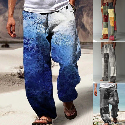 ✨👖【8 barev🌈】【S-6XL】😍 Pánské úzké kalhoty z bavlny a lnu větší velikosti, ležérní uvolněný bohémský styl, kalhoty se širokým sednutím