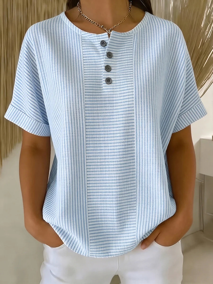 💐【S-3XL】Camisa de rayas de algodón y lino, adecuada para todo tipo de cuerpo, pago contra entrega.