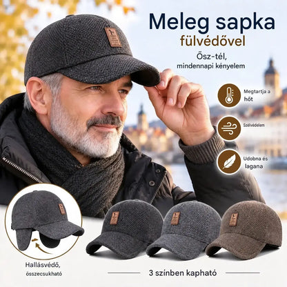 🧢 Meleg férfi sapka fülvédővel: kényelem őszre és télre.